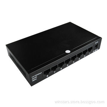 Fast Ethernet 8 Ports 10/100M Switch, Supports Broadcast Storm Control Function